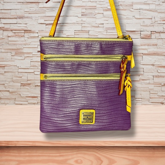 Dooney & Bourke Handbags - Dooney & Bourke Purple and Yellow Crossbody Bag